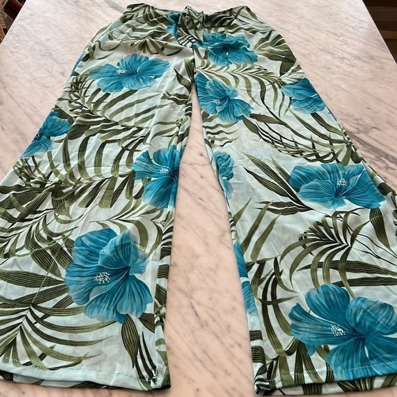 🏁 SALE 🏁 CAMI SWIM Tropical Turquoise Mesh Sarong Pool Pants, Size S - Picture 2 of 6